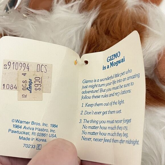 Vintage Gremlins GIZMO Hasbro Softies Plush 1984 With Tag 10 inches - Picture 5 of 16